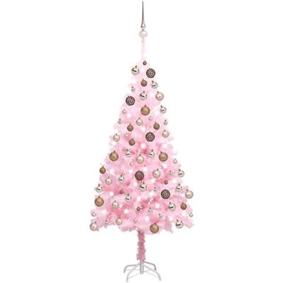 Sapin de Noël rose 150cm vidaXL avec LED et boule - Publicité Sapin de Noël rose 150cm vidaXL avec LED et boule - Publicité