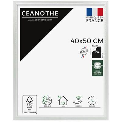 BRIO Cadre photo Perle gris clair 40x50 cm CEANOTHE en bois massif fsc Verre acrylique Incassable - Fabriqué en France Gris clair - Publicité BRIO Cadre photo Perle gris clair 40x50 cm CEANOTHE en bois massif fsc Verre acrylique Incassable - Fabriqué en France Gris clair - Publicité