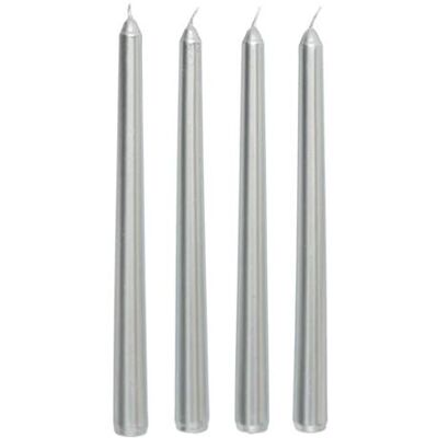 Non communiqué Atmosphera Créateur d'intérieur - Lot de 4 Bougies Bâton "Satin" 25cm Argent Argent - Publicité Non communiqué Atmosphera Créateur d'intérieur - Lot de 4 Bougies Bâton "Satin" 25cm Argent Argent - Publicité