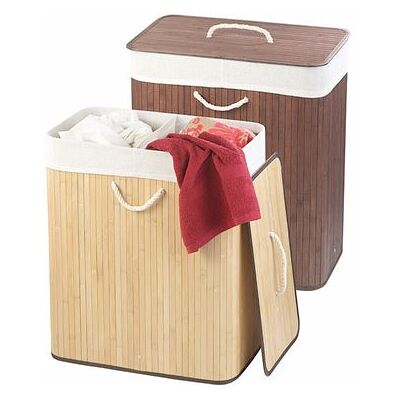 Non communiqué Infactory : 2 paniers à linge pliables en bambou avec couvercle et sac à linge - Publicité Non communiqué Infactory : 2 paniers à linge pliables en bambou avec couvercle et sac à linge - Publicité