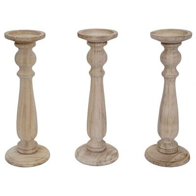 Mendler Ensemble 3x Porte-bougies Design Vintage Bois - Publicité Mendler Ensemble 3x Porte-bougies Design Vintage Bois - Publicité