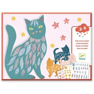 Djeco Creer avec du papier - Les chats d Elodie Aqua - Publicité Djeco Creer avec du papier - Les chats d Elodie Aqua - Publicité