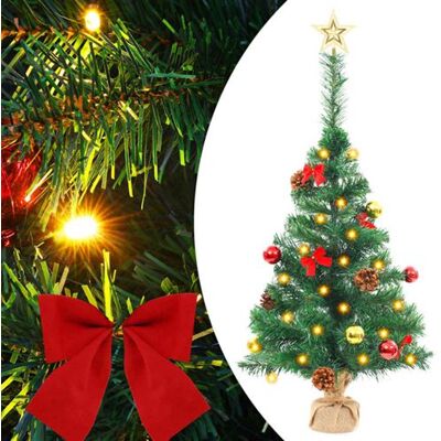 Sapin de Noël artificiel vidaXL avec boules et LEDs 64 cm - Publicité Sapin de Noël artificiel vidaXL avec boules et LEDs 64 cm - Publicité