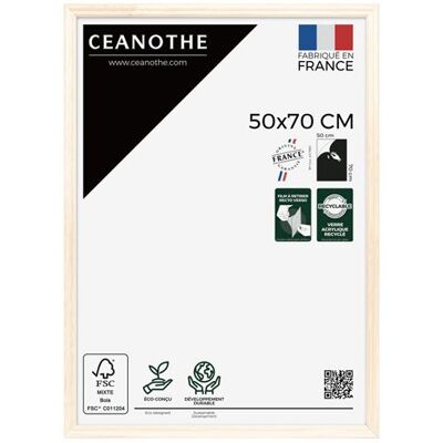 BRIO Cadre photo Circée Authentic naturel 50x70 cm CEANOTHE en bois massif fsc Verre acrylique Incassable - Fabriqué en France Bois brut - Publicité BRIO Cadre photo Circée Authentic naturel 50x70 cm CEANOTHE en bois massif fsc Verre acrylique Incassable - Fabriqué en France Bois brut - Publicité