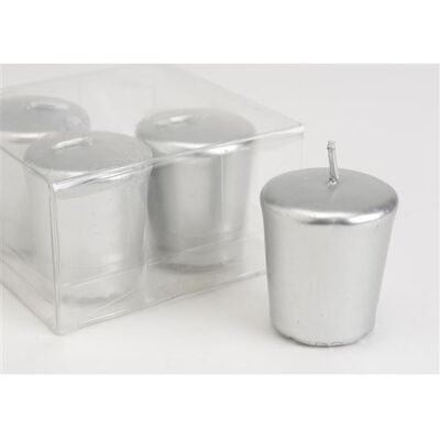 Non communiqué Lot de 4 bougies Votive 4,6 x 5,1 cm argent - Amadeus - Argent - Cire Argent - Publicité Non communiqué Lot de 4 bougies Votive 4,6 x 5,1 cm argent - Amadeus - Argent - Cire Argent - Publicité