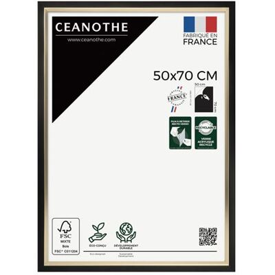 Non communiqué Cadre photo Actual noir doré 50x70 cm CEANOTHE en résine recyclée Verre acrylique Incassable - Fabriqué en France Doré - Publicité Non communiqué Cadre photo Actual noir doré 50x70 cm CEANOTHE en résine recyclée Verre acrylique Incassable - Fabriqué en France Doré - Publicité