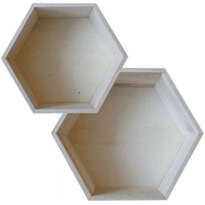Artemio 2 Étagères en Bois Hexagonales - 27 x 23,5, 30 x 26,5 cm Beige - Publicité Artemio 2 Étagères en Bois Hexagonales - 27 x 23,5, 30 x 26,5 cm Beige - Publicité