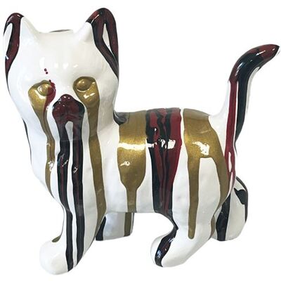 Non communiqué Statue en céramique chat blanc rouge noir et or 18.5 Blanc - Publicité Non communiqué Statue en céramique chat blanc rouge noir et or 18.5 Blanc - Publicité