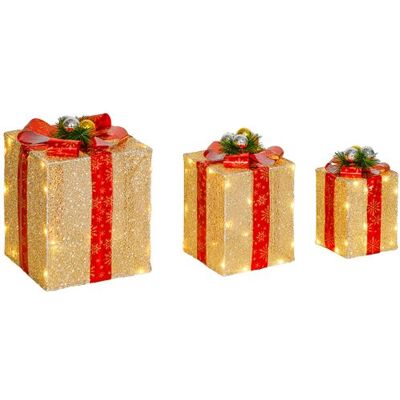 Non communiqué Lot de 3 boîtes cadeaux Noël lumineux extérieur 58 LED blanc chaud 3 noeuds rouge - Publicité Non communiqué Lot de 3 boîtes cadeaux Noël lumineux extérieur 58 LED blanc chaud 3 noeuds rouge - Publicité