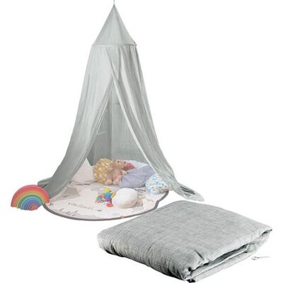 Infactory : Ciel de lit pliable pour enfants gris foncé - Publicité Infactory : Ciel de lit pliable pour enfants gris foncé - Publicité