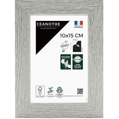 BRIO Cadre photo Australe 10x15 cm, baguette grisée en bois reconstitué FSC, aspect naturel, verre acrylique incassable - Fabriqué en France Gris clair - Publicité BRIO Cadre photo Australe 10x15 cm, baguette grisée en bois reconstitué FSC, aspect naturel, verre acrylique incassable - Fabriqué en France Gris clair - Publicité