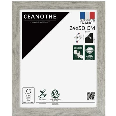 BRIO Cadre photo Australe 24x30 cm, baguette grisée en bois reconstitué FSC, aspect naturel, verre acrylique incassable - Fabriqué en France Gris clair - Publicité BRIO Cadre photo Australe 24x30 cm, baguette grisée en bois reconstitué FSC, aspect naturel, verre acrylique incassable - Fabriqué en France Gris clair - Publicité