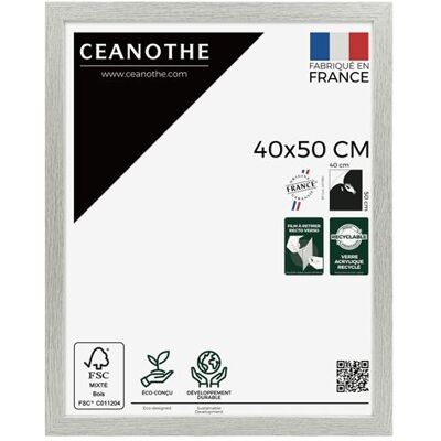 BRIO Cadre photo Australe 40x50 cm, baguette grisée en bois reconstitué FSC, aspect naturel, verre acrylique incassable - Fabriqué en France Gris clair - Publicité BRIO Cadre photo Australe 40x50 cm, baguette grisée en bois reconstitué FSC, aspect naturel, verre acrylique incassable - Fabriqué en France Gris clair - Publicité