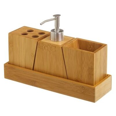 Non communiqué Lot de 2 pack de 4 accessoires salle de bain en bambou coloris naturel -JUANIO- - Publicité Non communiqué Lot de 2 pack de 4 accessoires salle de bain en bambou coloris naturel -JUANIO- - Publicité