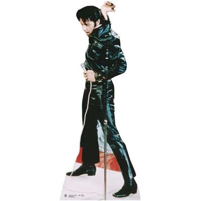 Générique STAR CUTOUTS Figurine en carton Elvis Presley tout en cuir noir qui brille avec micro -H 184 cm Noir - Publicité Générique STAR CUTOUTS Figurine en carton Elvis Presley tout en cuir noir qui brille avec micro -H 184 cm Noir - Publicité