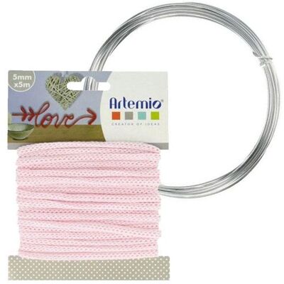 Artemio Fil à tricotin rose 5 mm x 5 m + fil d'aluminium Rose - Publicité Artemio Fil à tricotin rose 5 mm x 5 m + fil d'aluminium Rose - Publicité