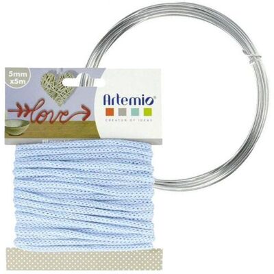 Artemio Fil de tricot bleu clair - 5 mm x 5 m + Fil d'aluminium - Publicité Artemio Fil de tricot bleu clair - 5 mm x 5 m + Fil d'aluminium - Publicité