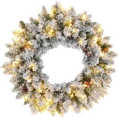 Non communiqué Couronne de Noël artificielle LED 60 cm - pommes de pin, baies rouges, 50 LED blanc - effet enneigé Blanc - Publicité Non communiqué Couronne de Noël artificielle LED 60 cm - pommes de pin, baies rouges, 50 LED blanc - effet enneigé Blanc - Publicité