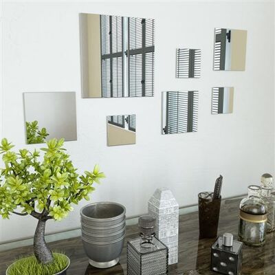 vidaXL Ensemble de miroirs muraux carrés 7 pcs Verre Argent - Publicité vidaXL Ensemble de miroirs muraux carrés 7 pcs Verre Argent - Publicité