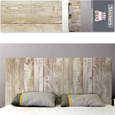 Mycrazystuff Autocollant mural tête de lit planches de bois - Publicité Mycrazystuff Autocollant mural tête de lit planches de bois - Publicité