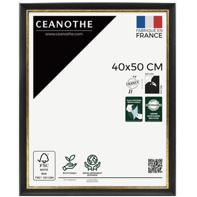 Non communiqué Cadre photo Pandore noir doré 40x50 cm CEANOTHE en résine recyclée Verre acrylique Incassable - Fabriqué en France Doré - Publicité Non communiqué Cadre photo Pandore noir doré 40x50 cm CEANOTHE en résine recyclée Verre acrylique Incassable - Fabriqué en France Doré - Publicité