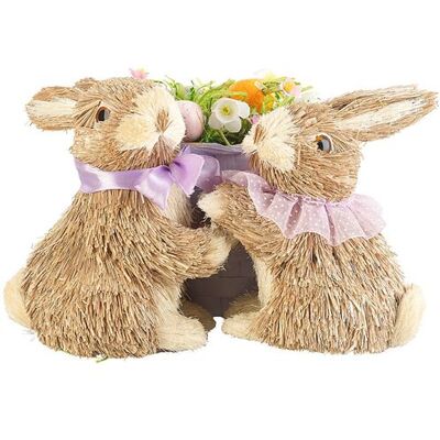 Non communiqué Infactory : Lapins décoratifs avec panier d'œufs de Pâques en matériaux naturels - Publicité Non communiqué Infactory : Lapins décoratifs avec panier d'œufs de Pâques en matériaux naturels - Publicité