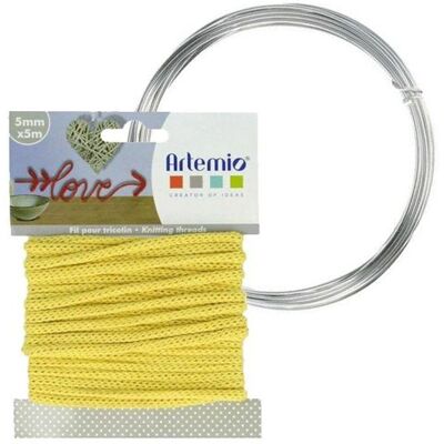 Artemio Fil à tricoter jaune - 5 m x 5 mm - fil à tricoter et fil d'aluminium - Publicité Artemio Fil à tricoter jaune - 5 m x 5 mm - fil à tricoter et fil d'aluminium - Publicité