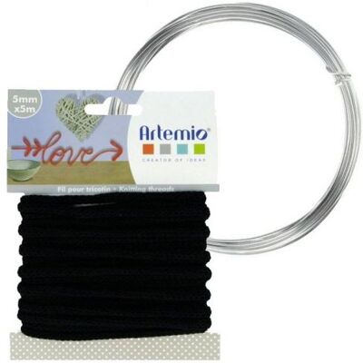 Artemio Fil à tricotin noir 5 mm x 5 m + fil d'aluminium Noir - Publicité Artemio Fil à tricotin noir 5 mm x 5 m + fil d'aluminium Noir - Publicité
