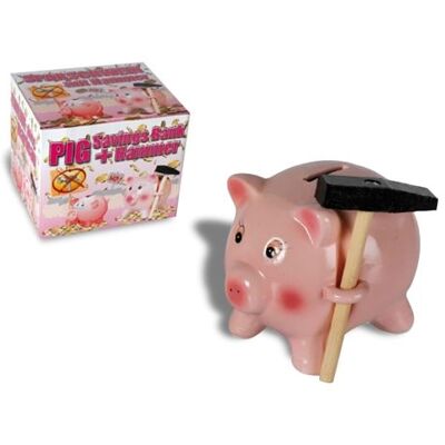 TotalCadeau Tirelire cochon céramique avec marteau Multi - Publicité TotalCadeau Tirelire cochon céramique avec marteau Multi - Publicité