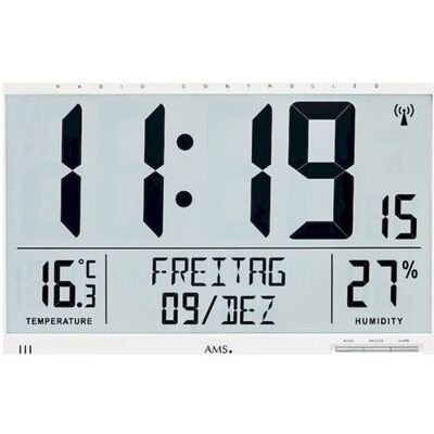 AMS F5887 - Horloge Murale Numérique Blanche - Horloge - Publicité AMS F5887 - Horloge Murale Numérique Blanche - Horloge - Publicité