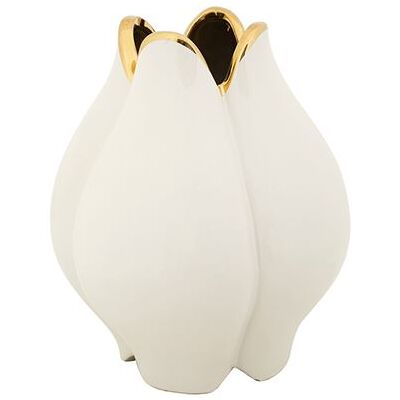 Non communiqué Vase à fleurs en céramique blanche avec contour doré Bud - Publicité Non communiqué Vase à fleurs en céramique blanche avec contour doré Bud - Publicité