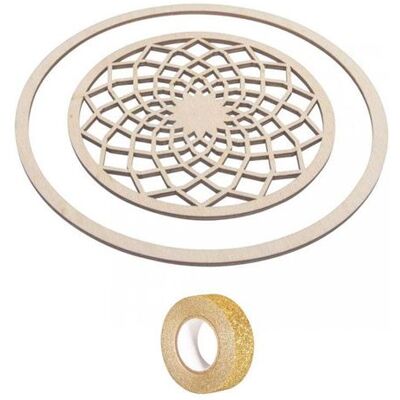 Rayher Disques en bois pour Attrape-rêves Ø 13 cm + anneau 18 cm + masking tape doré à paillettes 5 m Beige - Publicité Rayher Disques en bois pour Attrape-rêves Ø 13 cm + anneau 18 cm + masking tape doré à paillettes 5 m Beige - Publicité