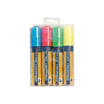Securit 4 feutres craie 7-15mm bleu, rouge, vert, blanc Multicolore - Publicité Securit 4 feutres craie 7-15mm bleu, rouge, vert, blanc Multicolore - Publicité