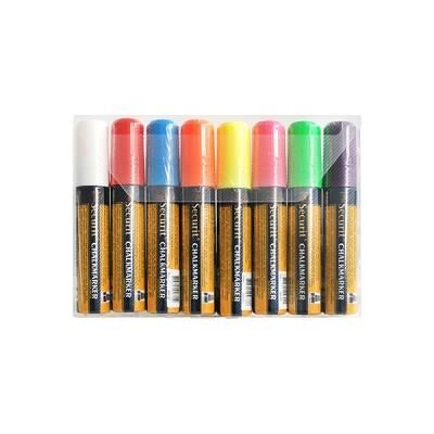 Securit 8 feutres craie 7-15mm Blanc, Rouge, bleu, jaune, vert, rose, orange, violet Multicolore - Publicité Securit 8 feutres craie 7-15mm Blanc, Rouge, bleu, jaune, vert, rose, orange, violet Multicolore - Publicité