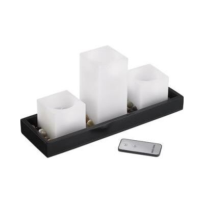 Britesta Bougies en cire à LED avec plateau en bois Blanc - Publicité Britesta Bougies en cire à LED avec plateau en bois Blanc - Publicité