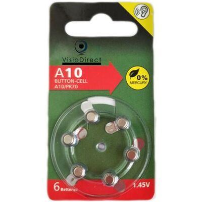 Non communiqué Lot de 6 Piles bouton Zinc Air Type A10/10 pour appareils auditifs compatibles PR70 1,45V - Visiodirect - - Publicité Non communiqué Lot de 6 Piles bouton Zinc Air Type A10/10 pour appareils auditifs compatibles PR70 1,45V - Visiodirect - - Publicité