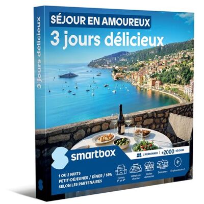 Coffret cadeau SmartBox Séjour en amoureux 3 jours délicieux - Publicité Coffret cadeau SmartBox Séjour en amoureux 3 jours délicieux - Publicité