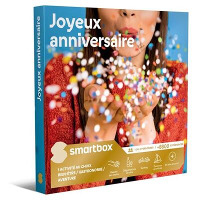 Coffret cadeau SmartBox Joyeux anniversaire - Publicité Coffret cadeau SmartBox Joyeux anniversaire - Publicité