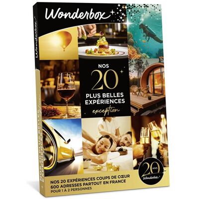 Coffret cadeau Wonderbox Nos plus belles expériences Exception pour 1 à 2 personnes - Publicité Coffret cadeau Wonderbox Nos plus belles expériences Exception pour 1 à 2 personnes - Publicité