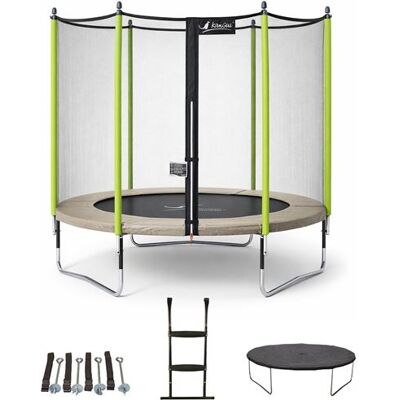 Kangui - Trampoline de jardin 244 cm - Vert/Beige - Publicité Kangui - Trampoline de jardin 244 cm - Vert/Beige - Publicité