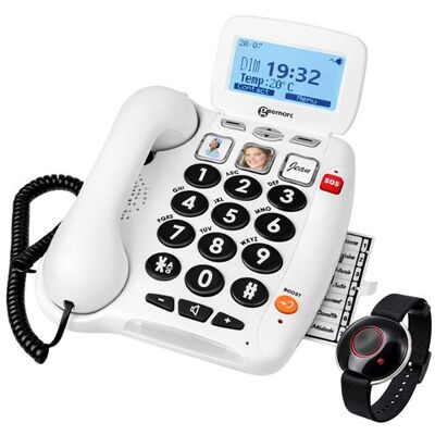 Non communiqué Téléphone Fixe Senior 40dB à Grosses Touches avec Télécommande SOS Geemarc Blanc Blanc - Publicité Non communiqué Téléphone Fixe Senior 40dB à Grosses Touches avec Télécommande SOS Geemarc Blanc Blanc - Publicité
