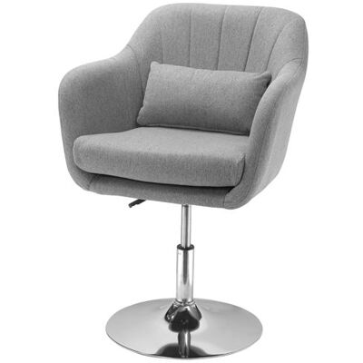 Non communiqué Fauteuil lounge design grand confort coussins lombaires hauteur réglable pivotant 360° piètement métal chromé lin gris Gris - Publicité Non communiqué Fauteuil lounge design grand confort coussins lombaires hauteur réglable pivotant 360° piètement métal chromé lin gris Gris - Publicité