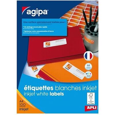 Étiquettes d'adresse blanches Agipa 119083 - 1400 pcs - Compatible jet d'encre - Publicité Étiquettes d'adresse blanches Agipa 119083 - 1400 pcs - Compatible jet d'encre - Publicité