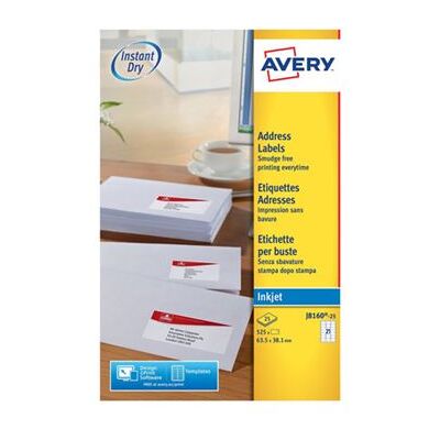Avery - Blanc - 63.5 x 38.1 mm 525 étiquette(s) (25 feuille(s) x 21) étiquettes adresses - Publicité Avery - Blanc - 63.5 x 38.1 mm 525 étiquette(s) (25 feuille(s) x 21) étiquettes adresses - Publicité