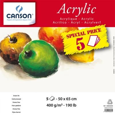 Manipack de 5 feuilles de papier Canson® Acrylic 50X65 cm, 400 g/m² - Publicité Manipack de 5 feuilles de papier Canson® Acrylic 50X65 cm, 400 g/m² - Publicité