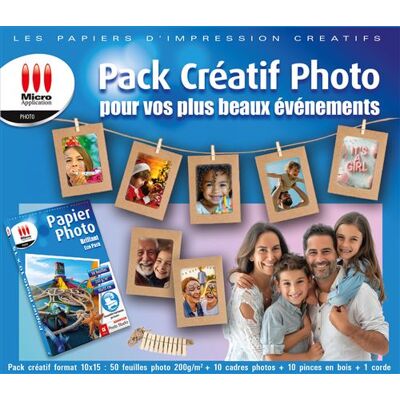 Pack Créatif photo papier d'impression Micro Application A3 200g 50 feuilles couleur - Publicité Pack Créatif photo papier d'impression Micro Application A3 200g 50 feuilles couleur - Publicité