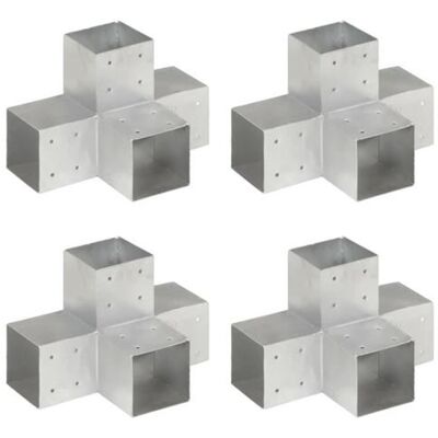 vidaXL Connecteurs de poteaux - 4 pcs en métal galvanisé en forme de X 101x101 mm - Connecteurs de poteaux - Publicité vidaXL Connecteurs de poteaux - 4 pcs en métal galvanisé en forme de X 101x101 mm - Connecteurs de poteaux - Publicité