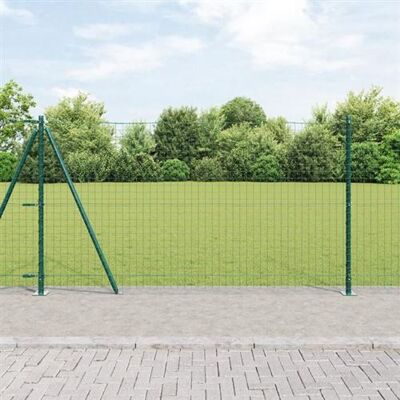 Ensemble de Poteaux de Clôture avec Bases 26 pcs Vert Acier Extérieur - Publicité Ensemble de Poteaux de Clôture avec Bases 26 pcs Vert Acier Extérieur - Publicité