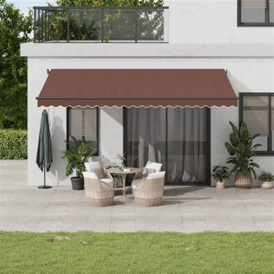 vidaXL Toldo rétractable manuel marron 500x300 cm - Retractable Awning - Publicité vidaXL Toldo rétractable manuel marron 500x300 cm - Retractable Awning - Publicité