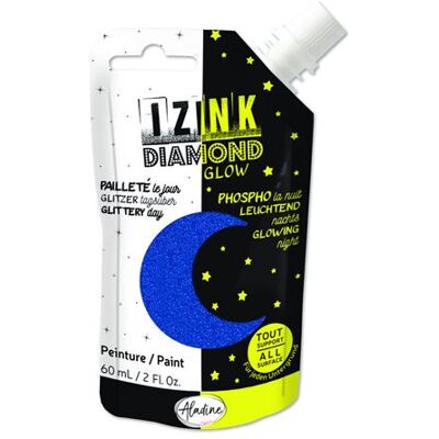 Bernette Izink diamond glow phospho bleu - Peinture textile - Publicité Bernette Izink diamond glow phospho bleu - Peinture textile - Publicité
